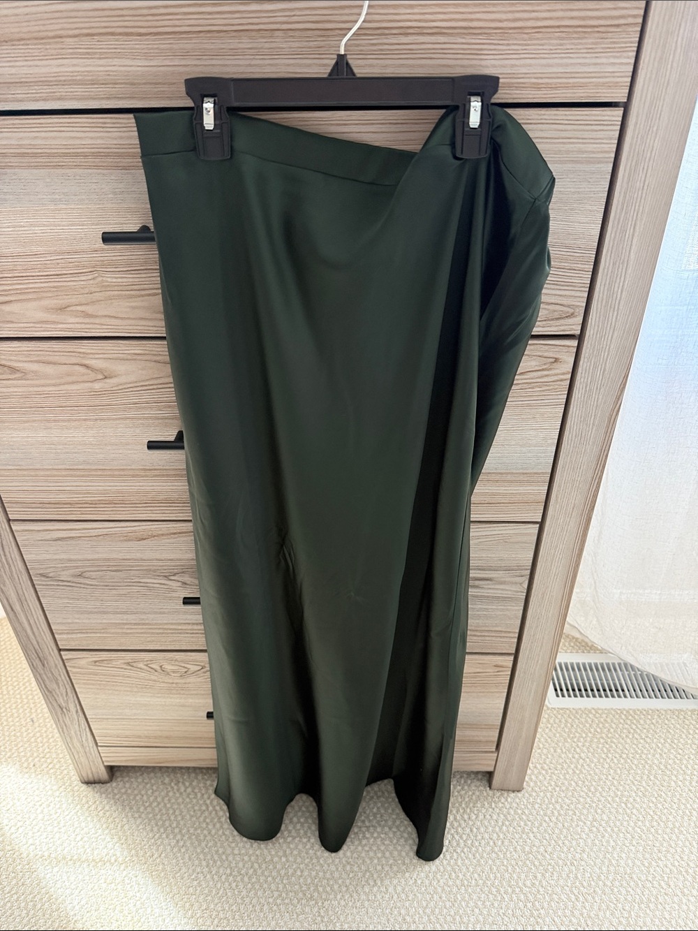 Women's Forest Green Satin Slip Skirt- bought from these three boutique